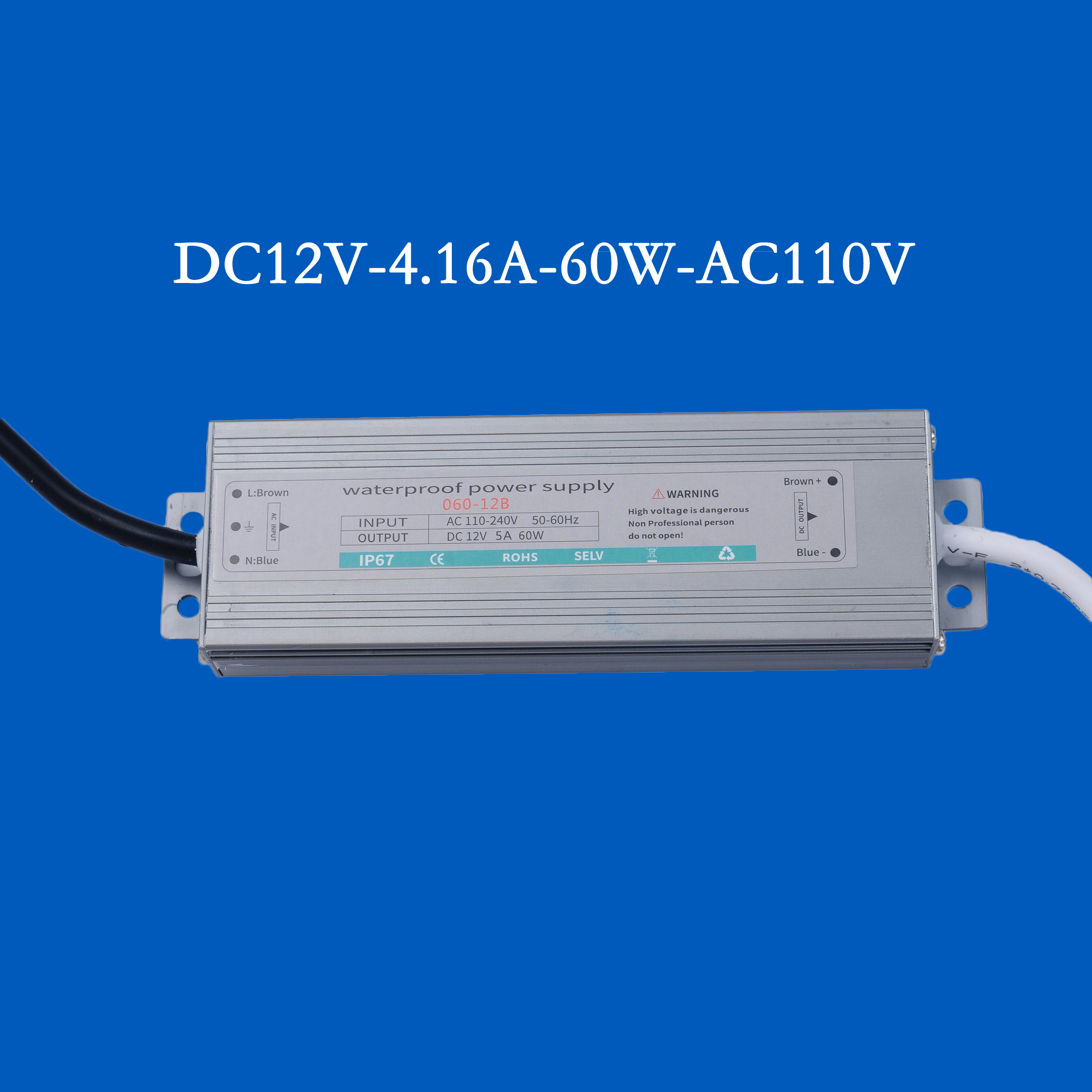 100W IP67 2 Years Warranty Aluminum Case Waterproof Signage Billboard DC12V 8.33A LED Transformer