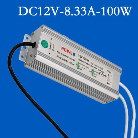 100W IP67 2 Years Warranty Aluminum Case Waterproof Signage Billboard DC12V 8.33A LED Transformer