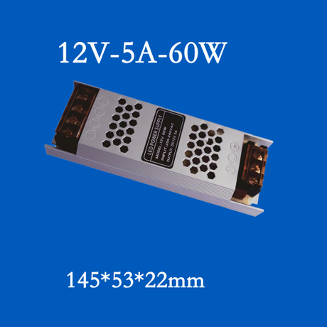 IP33 60W Narrow/Ultra Thin 22MM Depth DC12V AC to DC LED Transformer/LED Driver for Tension Fabric Sign