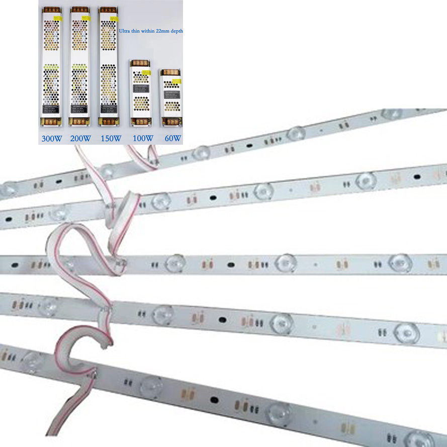 IP33 60W Narrow/Ultra Thin 22MM Depth DC12V AC to DC LED Transformer/LED Driver for Tension Fabric Sign